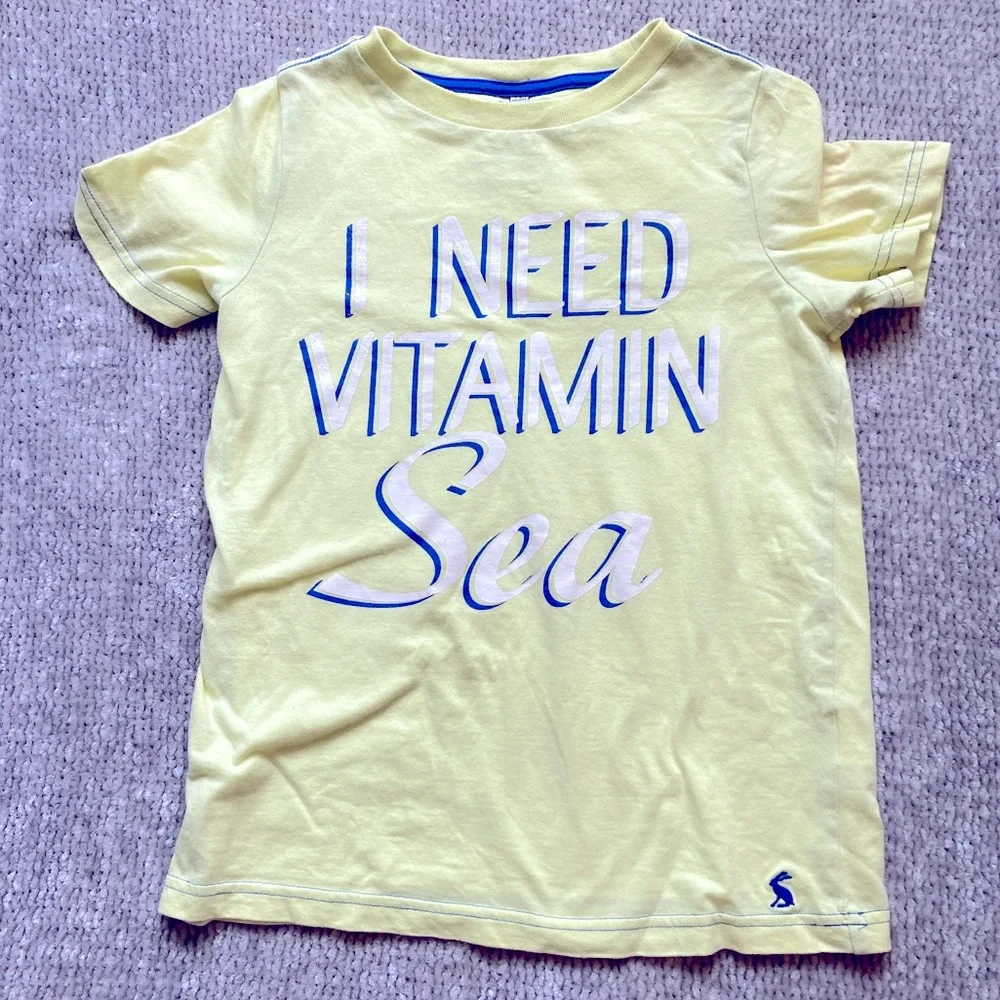 Joules‎ Coastal Ocean Nautical Tee Shirt 7-8 Years Yellow Summer Spring Casual